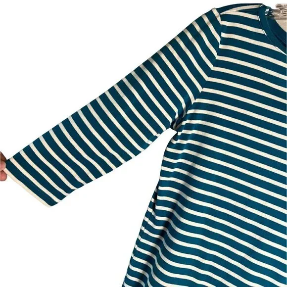 Talbots Green and White Striped Women's Size Large Long Sleeve Tee - Picture 6 of 11